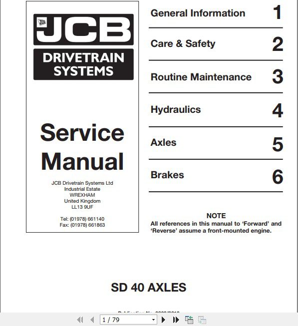 JCB Drivetrain SD 40 Axles Service Manual 1