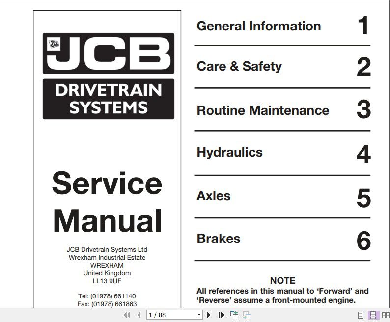 JCB Drivetrain SD 55 3 Piece Axles Service Manual 1 1