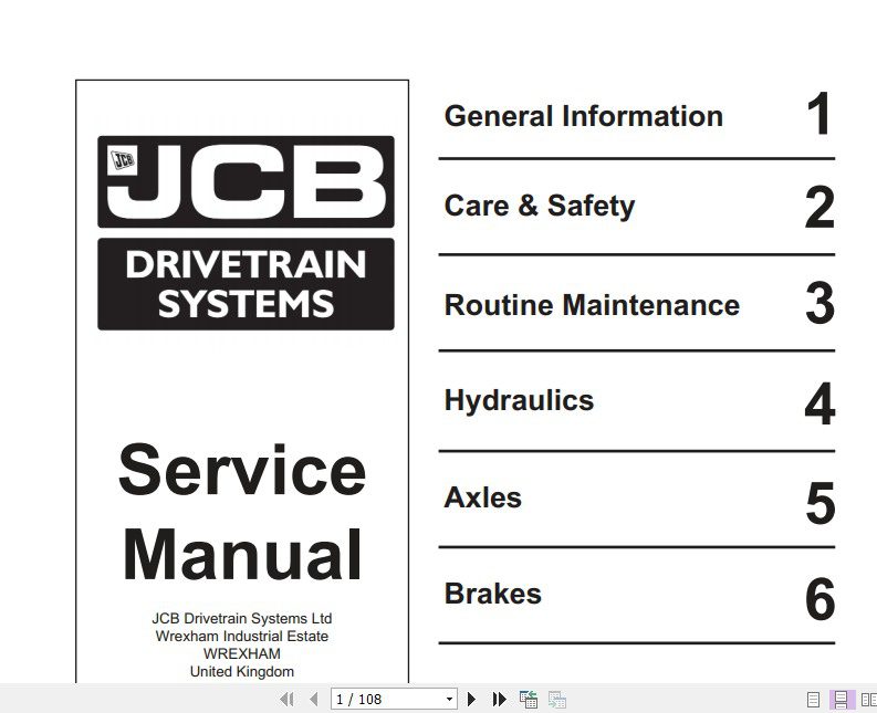 JCB Drivetrain SD 55 NT Axle Service Manual 1