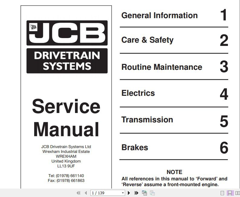 JCB Drivetrain SS600 Series Tranmission Service Manual 1