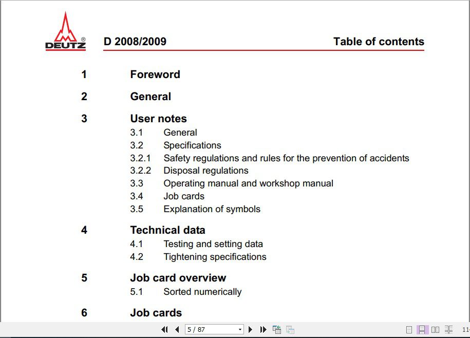 JCB Engines Deutz 2008 2009 0312 4028 Workshop Manual 2