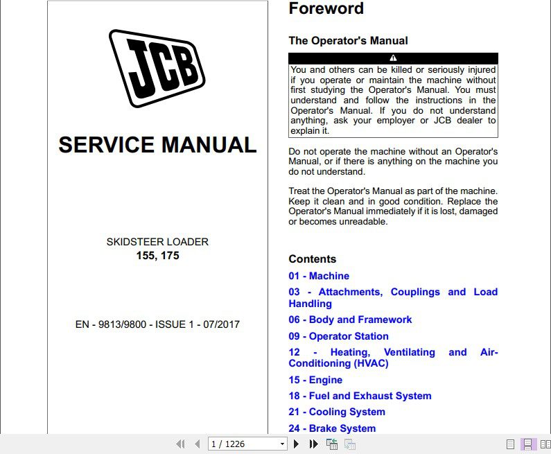 JCB Engines Kohler 155 175 T4 Sevice Manual 1