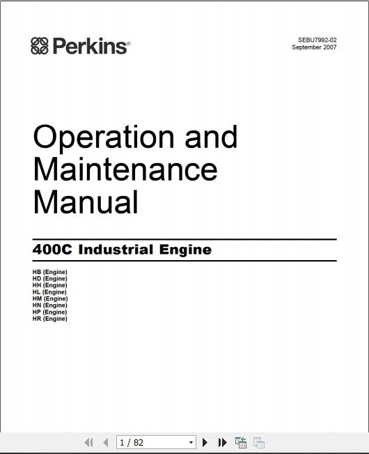 JCB Engines Perkins 400C Operation And Maintenanace Manual 1