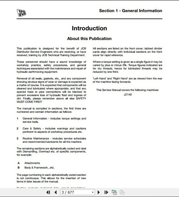 JCB Excavator JJZ140 Tier2 Sevice Manual 2