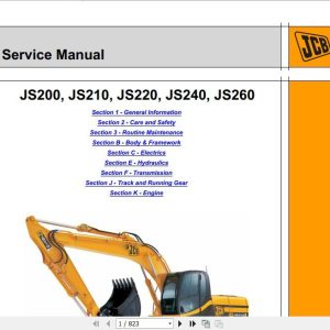 JCB Excavator JS200 260 Tier 2 Sevice Manual 1
