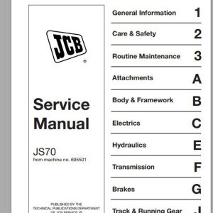 JCB Excavator JS70 XO Sevice Manual 1