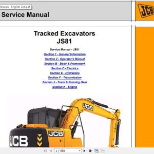 JCB Excavator JS81 India Sevice Manual 1