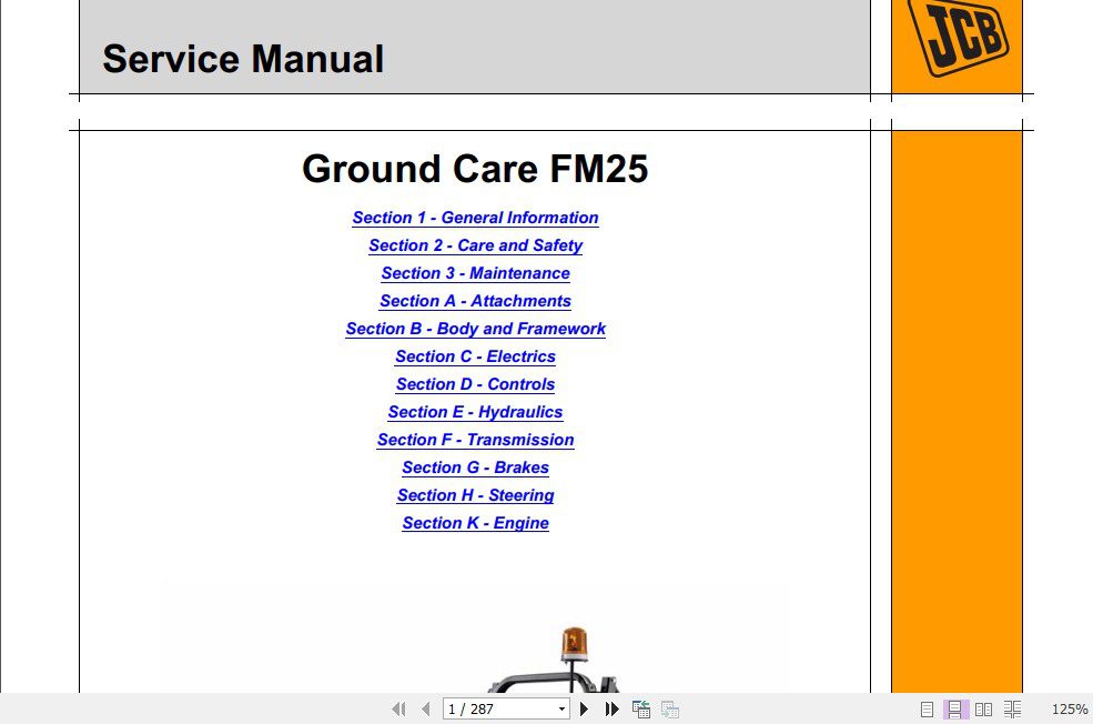 JCB Groundcare FM25 Service Manual 1