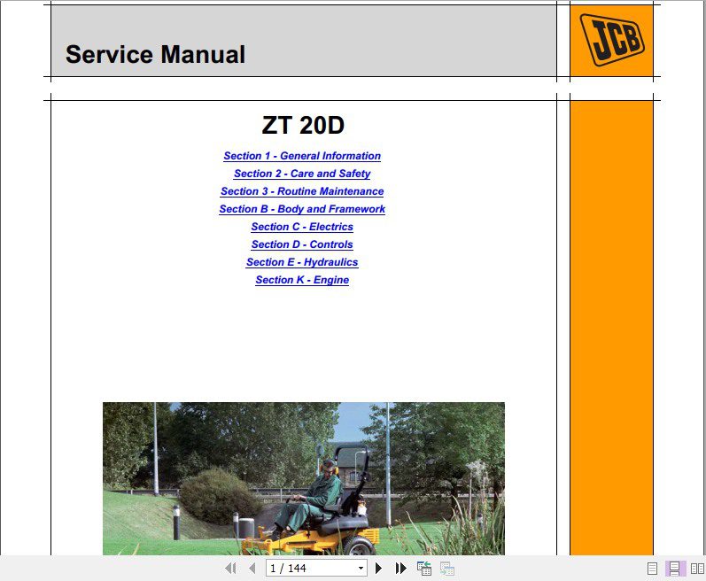 JCB Groundcare ZT 20D Mower Service Manual 1