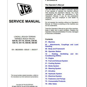 JCB Liftall Loadall 526 56 531 70 535 95 536 60 536 70 541 70 550 80 560 80 T2 3 Service Manual 1