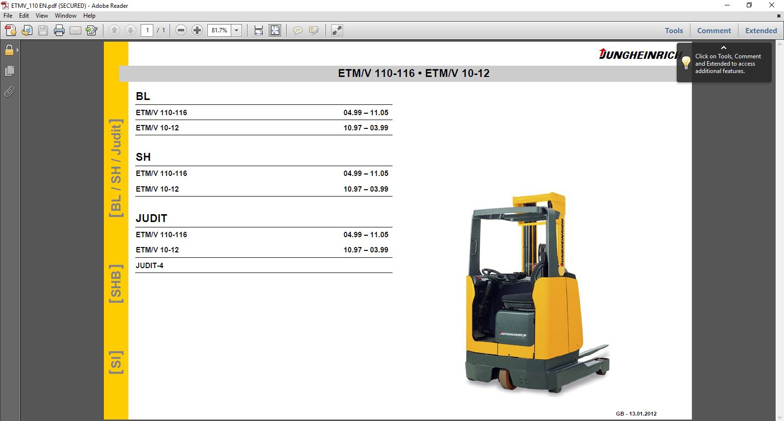 JUNGHEINRICH JETI ForkLift SH v4358EN 092019 Full Instruction 5
