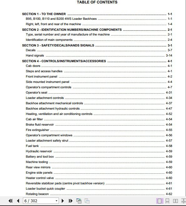 Kobelco Backhoe Loaders B95 B100 B110 B200 4WS Operators Manual 2