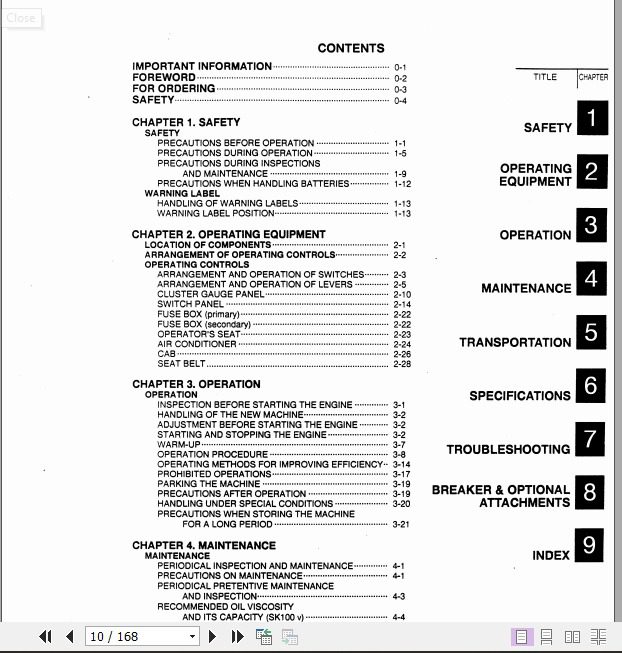 Kobelco Excavator SK100 SK100L Operators Manual 2