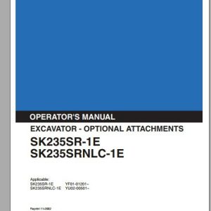 Kobelco Excavator SK235SR 1E SK235SRNLC 1E Operators Manual 1