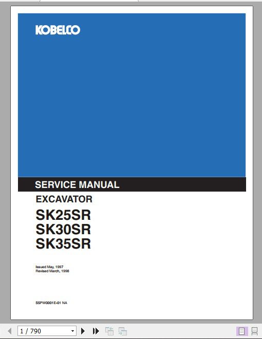 Kobelco Excavator SK25SR SK30SR SK35SR Service Manual 1