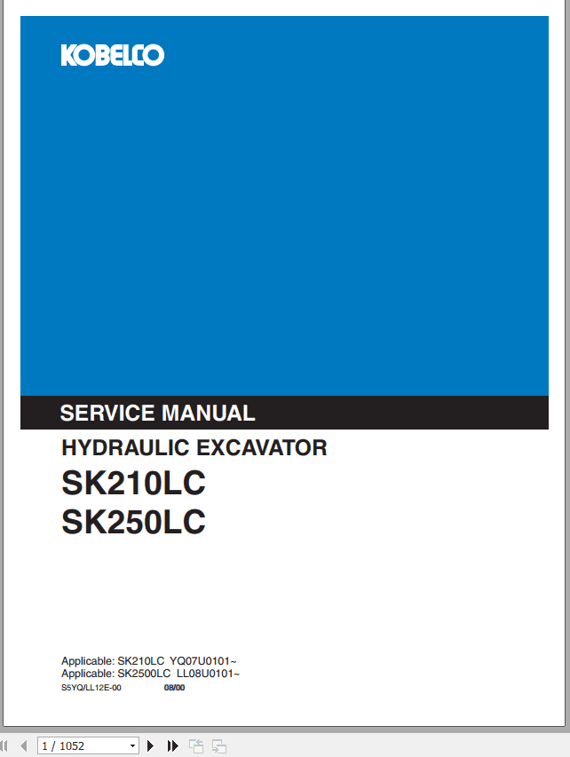 Kobelco Hydraulic ExcavatorSK210LC SK250LC Service Manual 1