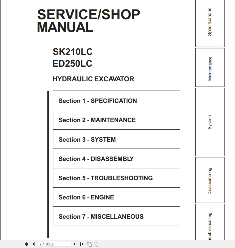 Kobelco Hydraulic ExcavatorSK210LC SK250LC Service Manual 2