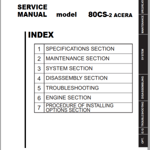 Kobelco Hydraulic Excavator 80CS 2 Acera Service Manual 1