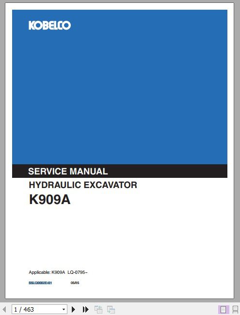 Kobelco Hydraulic Excavator K909A Service Manual 1