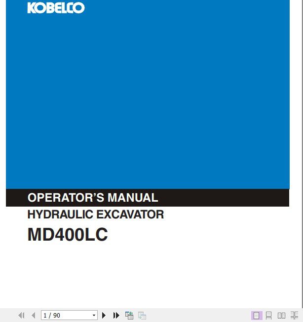 Kobelco Hydraulic Excavator MD400LC Operators Manual 1
