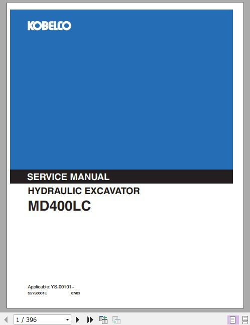 Kobelco Hydraulic Excavator MD400LC Service Manual 1