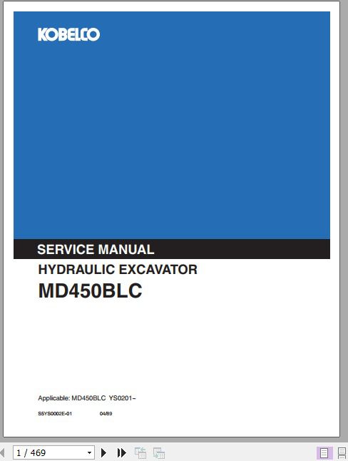 Kobelco Hydraulic Excavator MD450BLC Service Manual 1