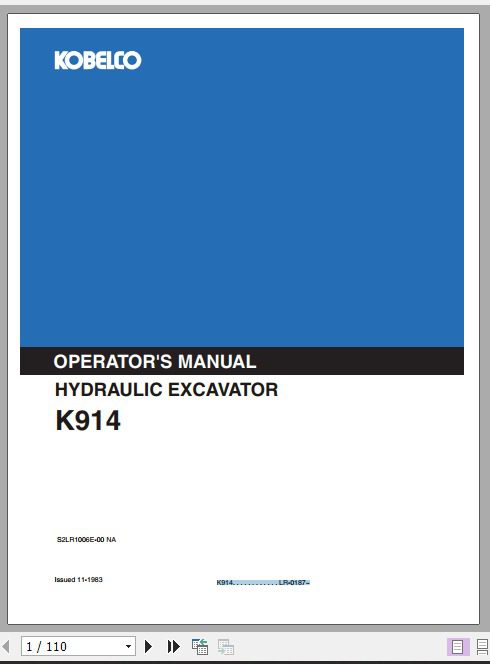 Kobelco Hydraulic Excavator MK914 Operators Manual 1