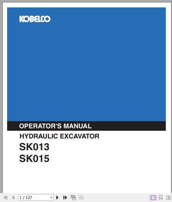 Kobelco Hydraulic Excavator SK013SK015 Operators Manual 1
