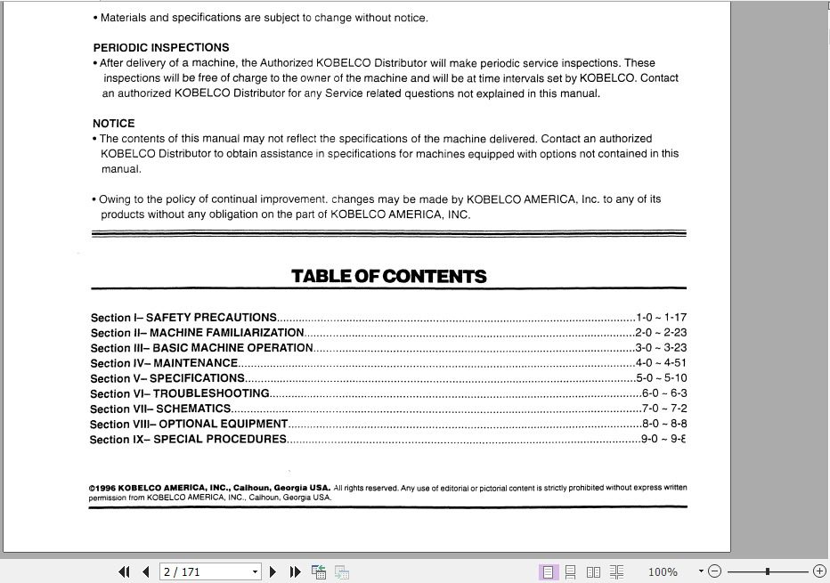 Kobelco Hydraulic Excavator SK150LC Operators Manual 2