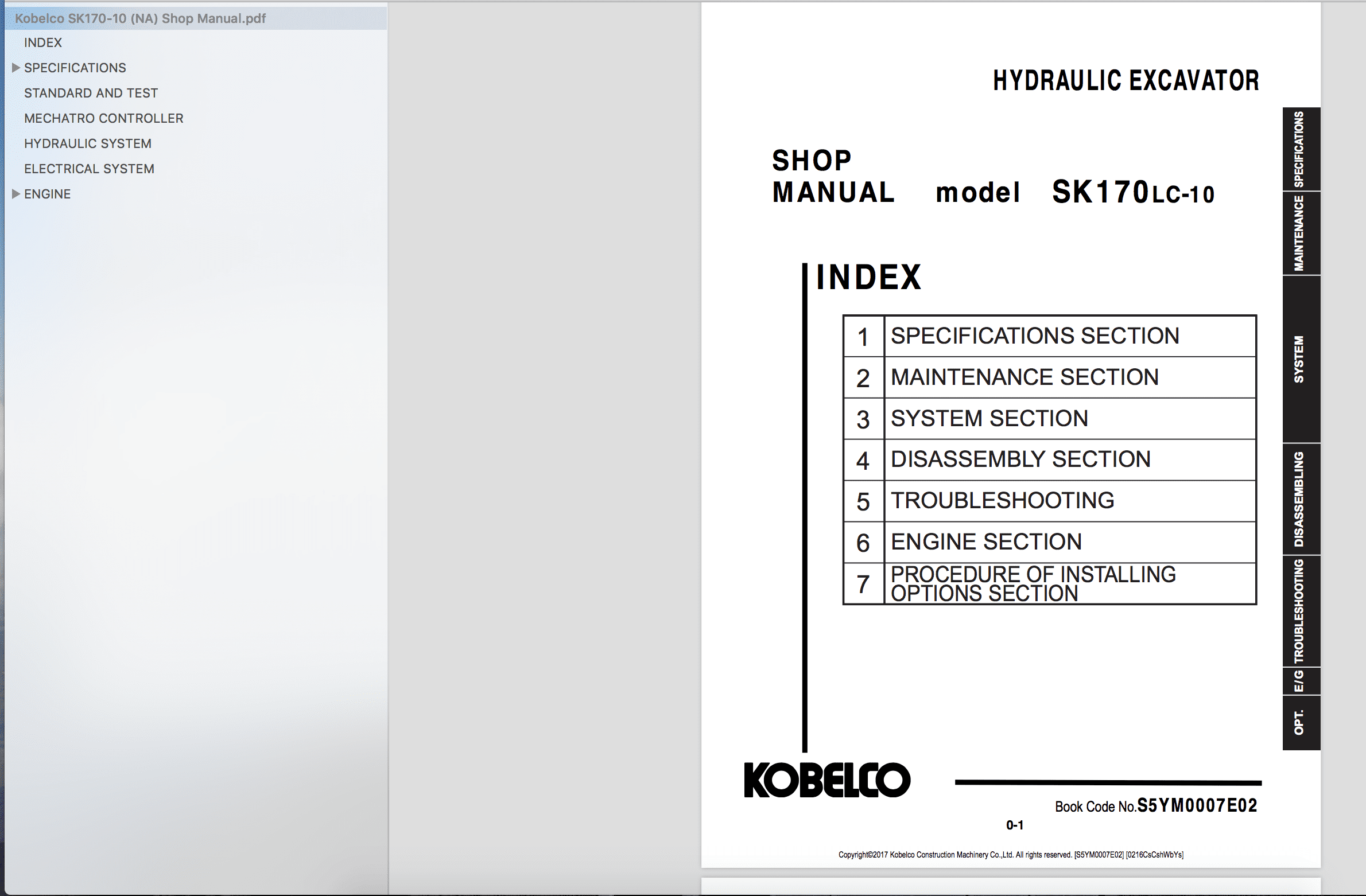 Kobelco Hydraulic Excavator SK170LC 10 Shop Manual1