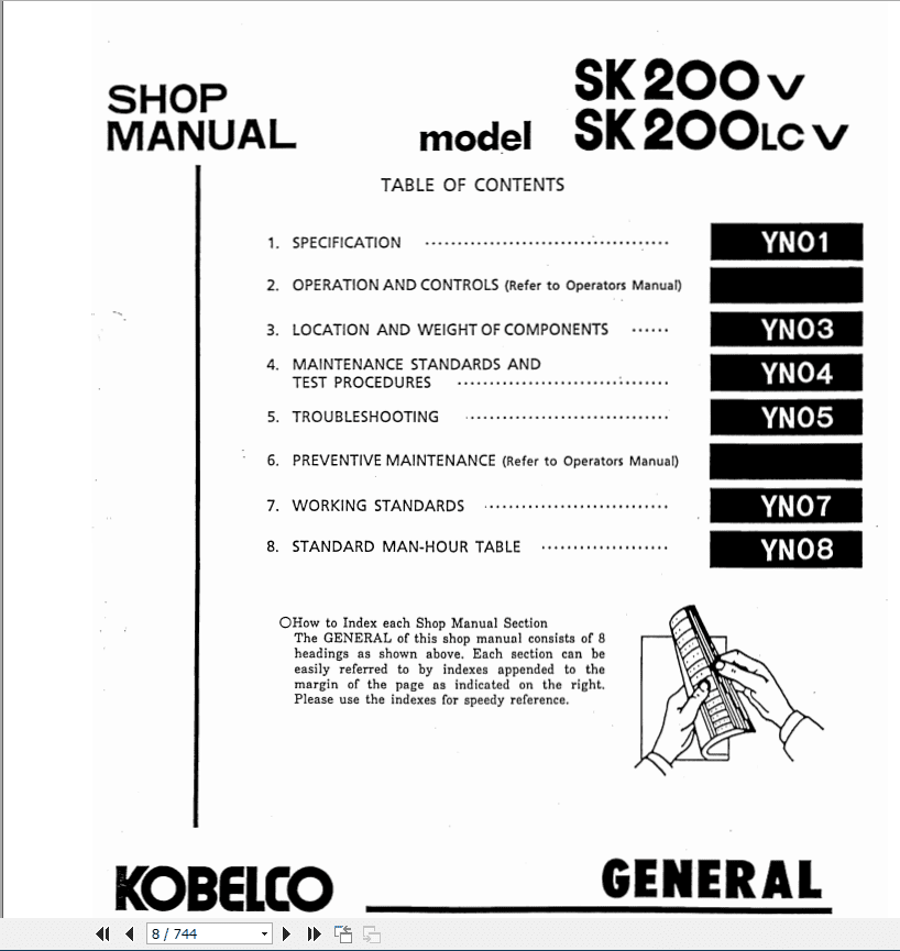 Kobelco Hydraulic Excavator SK200 V SK200LC V Shop Manual 2