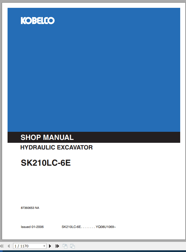 Kobelco Hydraulic Excavator SK210LC 6E Service Manual 1