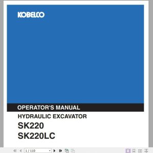 Kobelco Hydraulic Excavator SK220 SK220LC Operators Manual 1iezlb