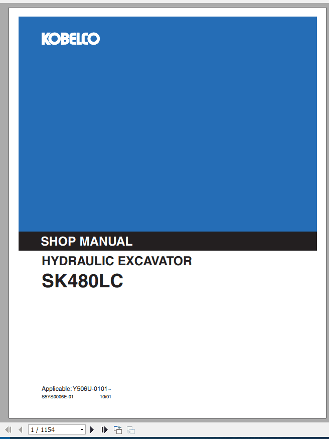 Kobelco Hydraulic Excavator SK480LC Service Manual 1