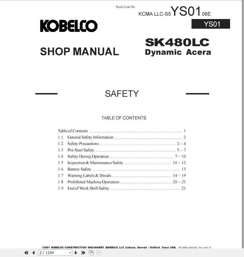 Kobelco Hydraulic Excavator SK480LC Service Manual 2