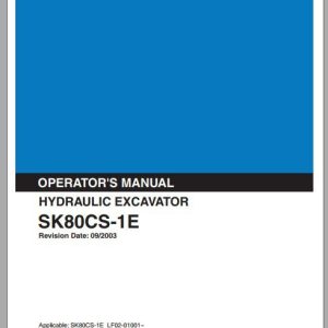 Kobelco Hydraulic Excavator SK80CS 1E Operators Manual 1