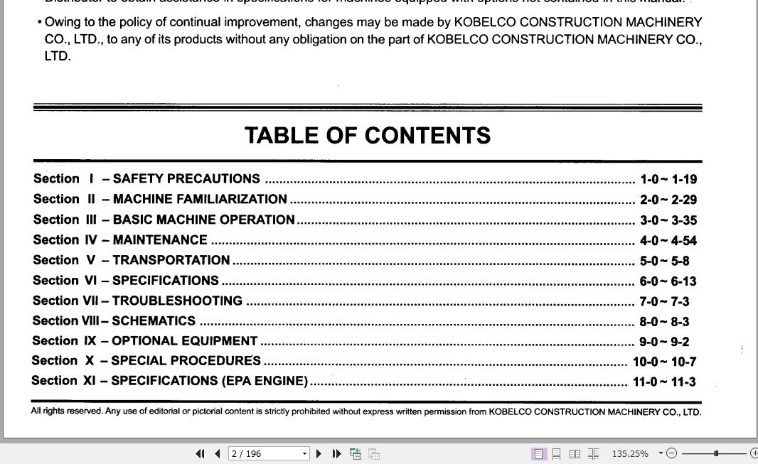 Kobelco Hydraulic Excavator SK80CS Operators Manual 2