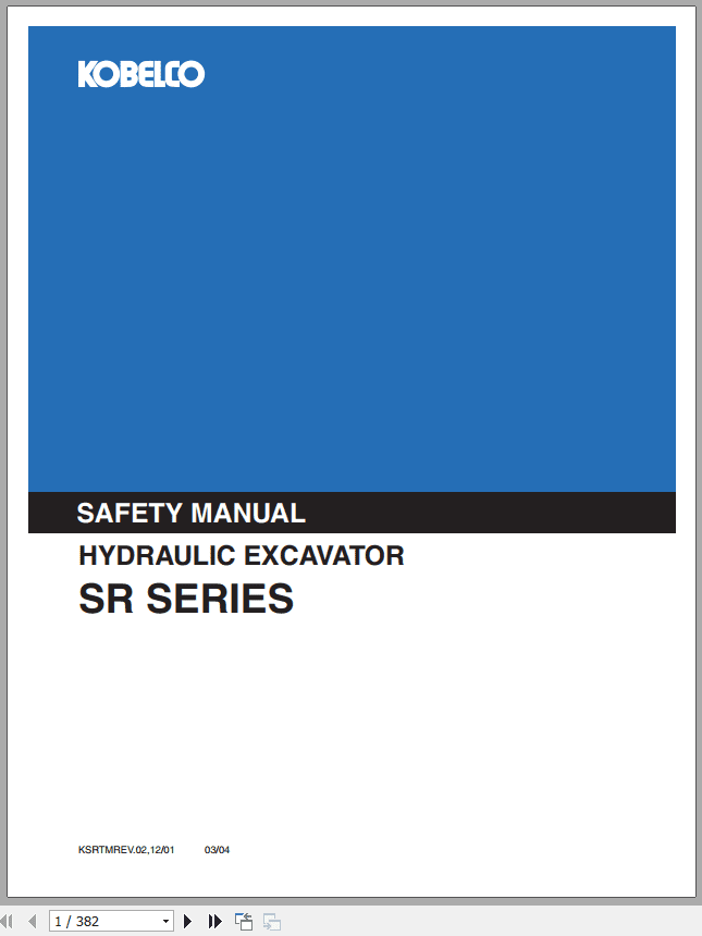 Kobelco Hydraulic Excavator SR Series Safety Manual 1
