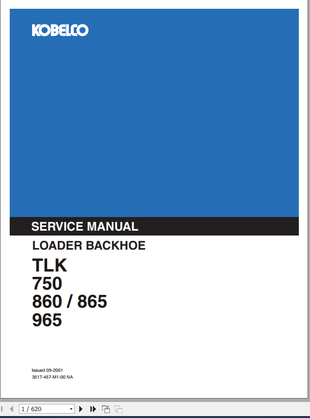 Kobelco Loader Backhoe TLK750860865 965 Service Manual 1