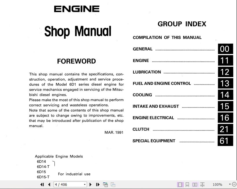 Kobelco Mitsubishi 6D1 Diesel Engine Sevice Manual 2