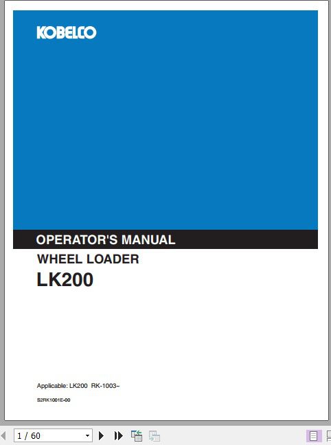 Kobelco Wheel Loader LK200 Operators Manual 1
