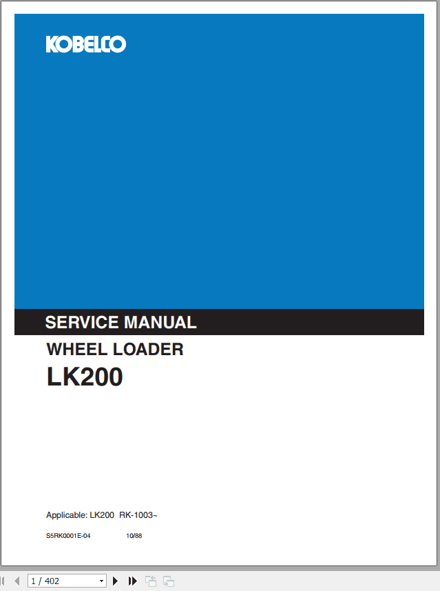 Kobelco Wheel Loader LK200 Service Manual 1