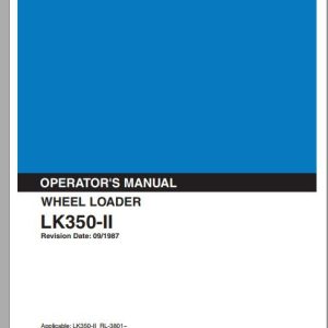 Kobelco Wheel Loader LK350 II Operators Manual 1