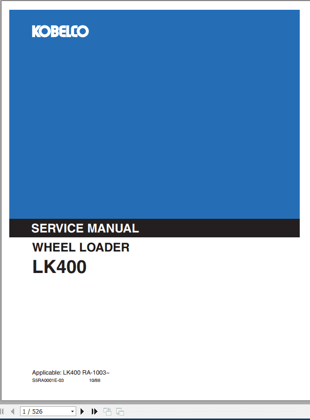 Kobelco Wheel Loader LK400 Service Manual 1