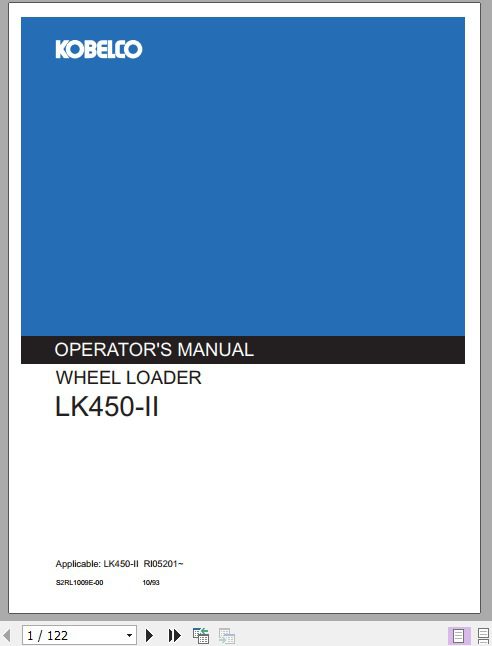 Kobelco Wheel Loader LK450 II Operators Manual 1