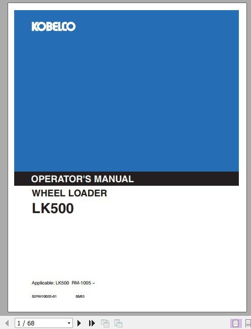 Kobelco Wheel Loader LK500 II Operators Manual 1
