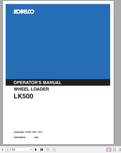 Kobelco Wheel Loader LK500 Operators Manual 1NpfUy