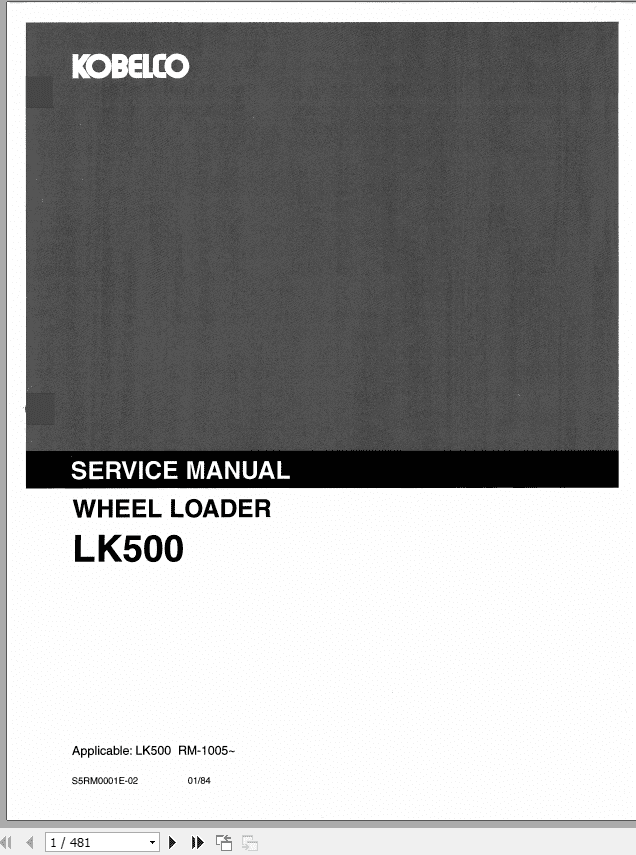 Kobelco Wheel Loader LK500 Service Manual 1