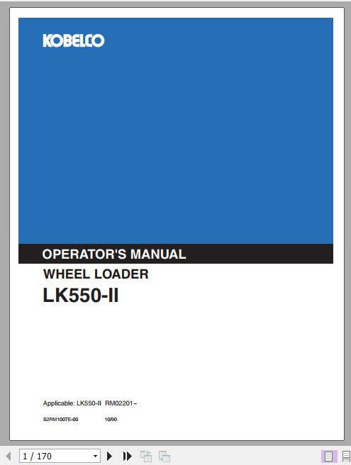Kobelco Wheel Loader LK550 II Operators Manual 1