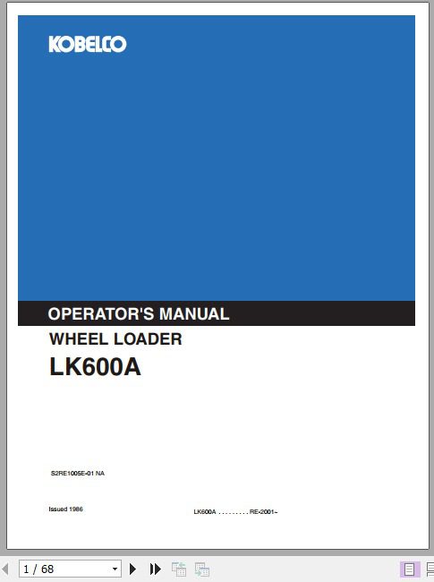 Kobelco Wheel Loader LK600A Operators Manual 1